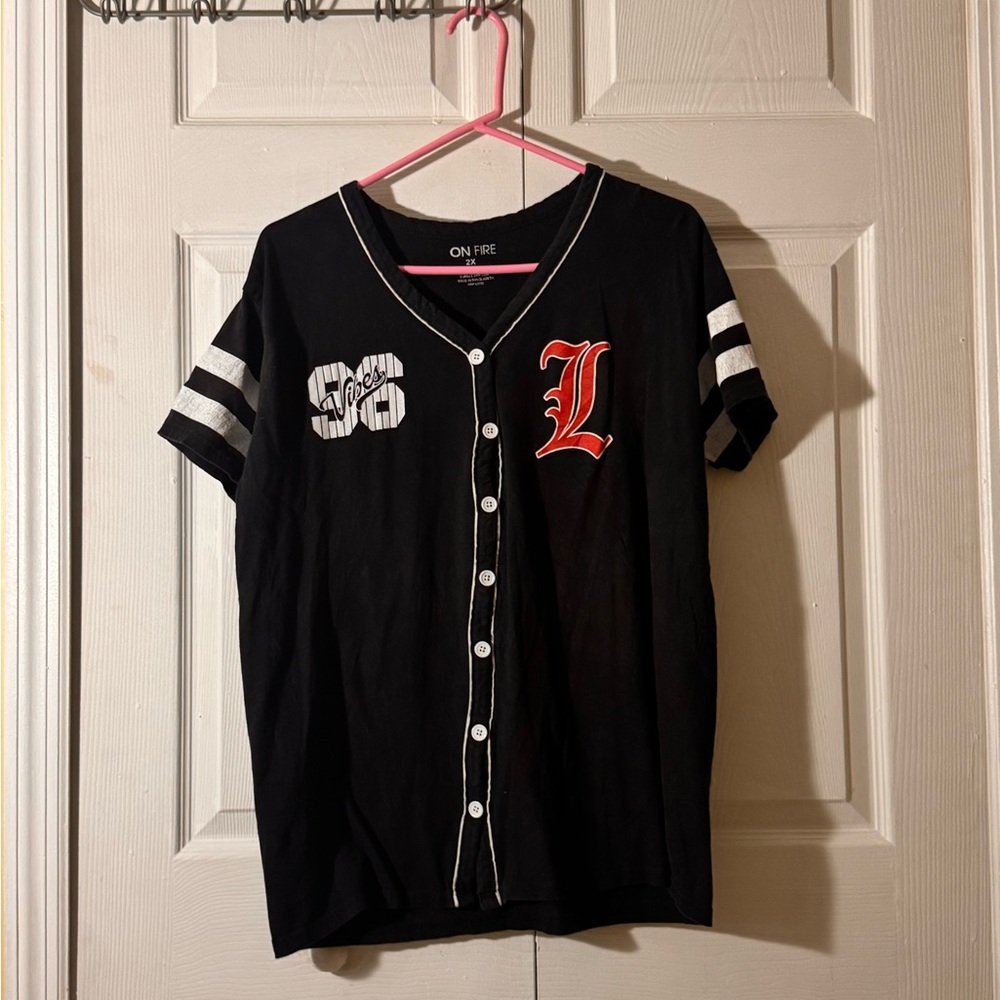 On Fire Black Baseball Shirt